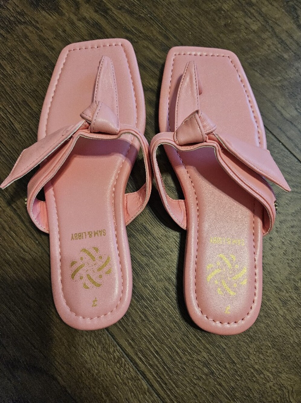 Sam & Libby Soft Pink Knot-Detail Slip-On Sandals